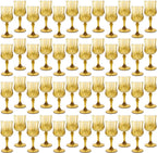 Plastic Wine Glasses，Plastic Goblets Vintage Style Cordial Drinking Glasses for Wedding Reception, Grand Event Party Supplies (48, Gold)