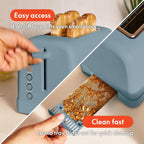 bella 2 Slice Toaster, 6 Setting Shade Control w Reheat, Cancel, Bagel & Defrost Buttons, Removable Crumb Tray, Anti Jam & Auto Shutoff, Auto Centering Guides & Cord Wrap, 900 Watt, Surf