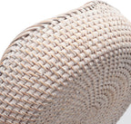 YANGQIHOME Rattan Round Fruit Baskets, Wicker Storage Bowls, Natural Woven Serving Basket Bowls, Decorative Baskets for Kitchen Counter Organizing, Whitewash, Set of 3