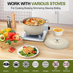 P&P CHEF 5QT Enameled Dutch Oven, Cast Iron Dutch Oven Pot with Lid for Bread Baking, Enameled Casserole Pot for Roasting Braising Stewing Frying Simmering, Various Stoves & Easy Clean, Khaki