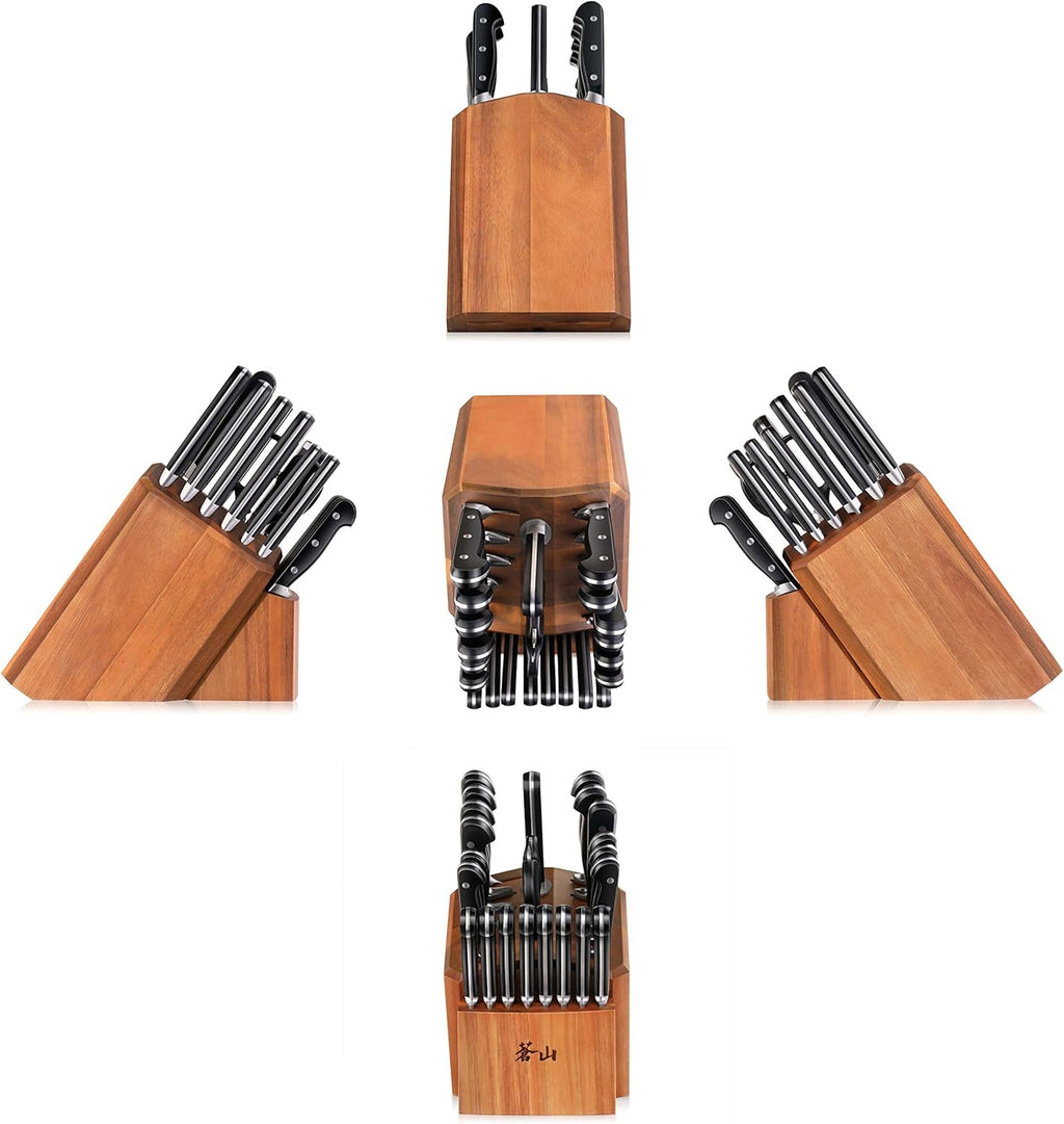 Cangshan V2 Series 1024128 German Steel Forged 23-Piece Knife Block Set, Acacia