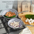 KITEXPERT Non Stick Frying Pans Set, Titanium Ceramic Pan Skillet Set Non Toxic, 8" 9.5" 11" Nonstick Frying Pan, Stainless Steel Handle, Dishwasher & Oven Safe, PFAS & PTFE & PFOA Free, Grey