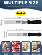 Anaeat Icing Spatulas, Set of 2 Professional Cake Angled Offset Spatula with 6", 8" Stainless Steel Blades - Thickened Frosting Knife with Durable Plastic Handle for Cake Decorating Pastry & Baking