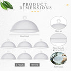 Gerrii 6 Pcs Metal Mesh Food Cover Outdoor Mesh Food Tents Dome Screen Plate Covers for Dinner Plates Reusable Fruit Fly Nets Picnic Food Umbrella for Table, BBQ, Camping, Party (White,11 Inch)