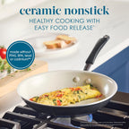 Rachael Ray Cucina Ceramic Cookware Set - 13 Pieces - Ceramic Pots and Pans Set w/Nonstick Frying Pans, Saute Pan, Saucepans, Stockpot, Lids, Pan Protectors & Cooking Utensils - Peppercorn