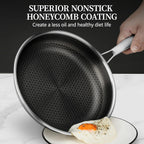 Stainless Steel Frying Pan with Lid, 8 Inch Honeycomb Non Stick Frying Pan, Small Stainless Steel Nonstick Pans W/Lid, Safe Nonstick Skillet Egg Omelete Pans, Oven Safe, Induction Compatible,PFOA Free