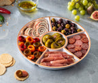 Plasticpro 6 Sectional Round Plastic Serving Tray/Platter (4, White & Rose Gold)