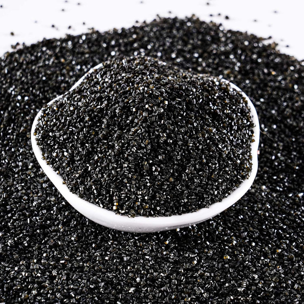 Kasvan Sanding Sugar Sprinkles - Edible Sugar Crystals, Baking Cake Decorations, Ice Cream Toppings cupcake Decorating, Wedding Party Chirstmas Supplies, 85g/3.2oz (Black)