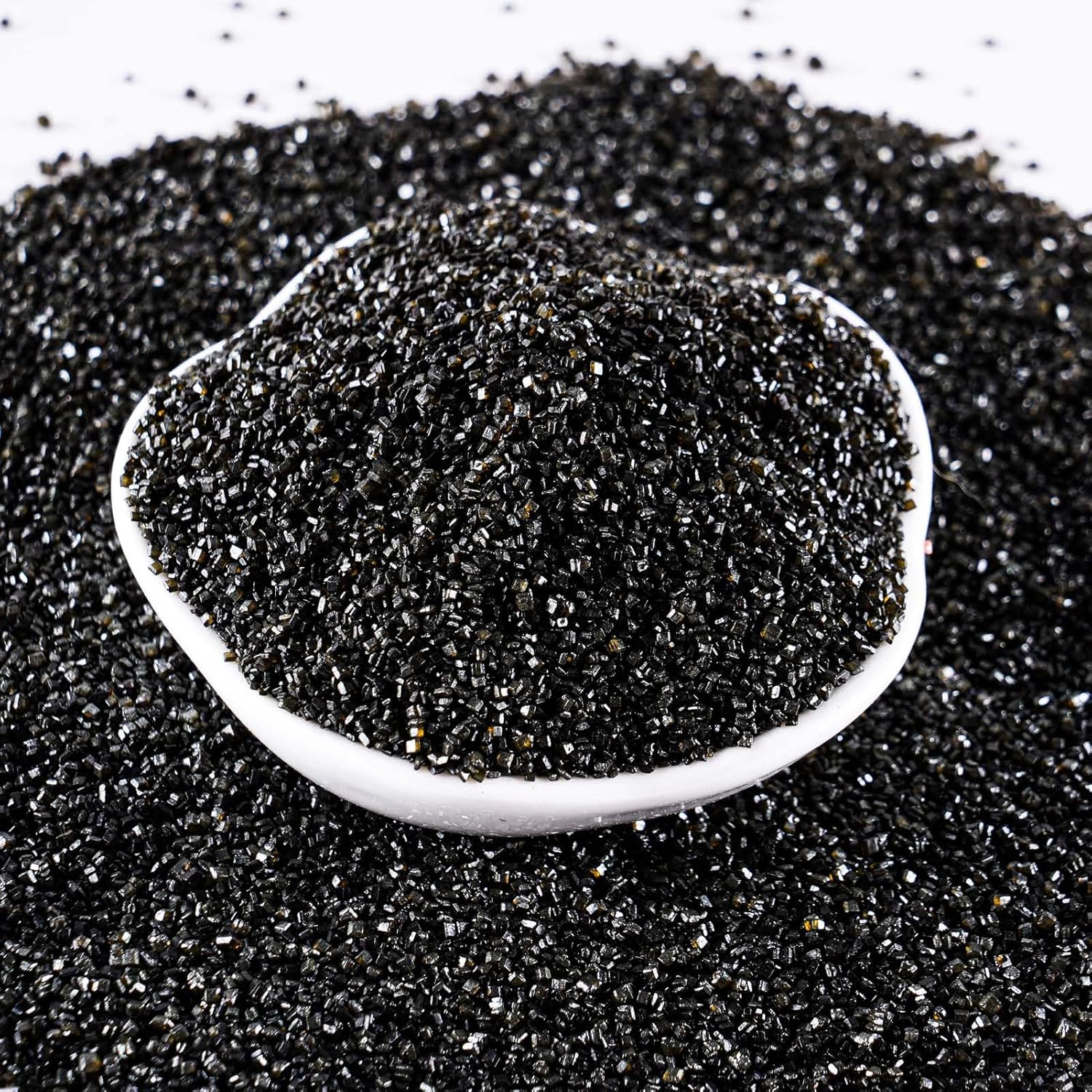 Kasvan Sanding Sugar Sprinkles - Edible Sugar Crystals, Baking Cake Decorations, Ice Cream Toppings cupcake Decorating, Wedding Party Chirstmas Supplies, 85g/3.2oz (Black)