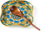 Spoon Rest for Stove Top, Ceramic Spoon Holder for Kitchen Countertop, Coffee Spoon Rest, Large Cooking Spatula Holder for Spoons, Ladles or Tongs, Bohemian Decor, Orange-colored boho Style