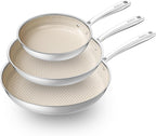 Redchef Nonstick Frying Pan Set Tri-Ply Hybrid Ceramic Frying pan 3 Piece, 8, 9.5, 11 Inch, Kitchen Frying Pans, Skillet PTFE PFAS-Free, Dishwasher and Oven Safe, Induction Ready, All Cooktops