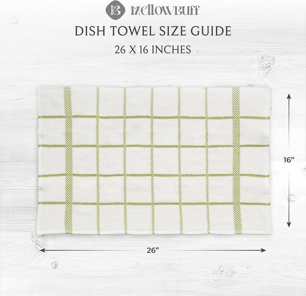 100% Cotton Terry Dish Towels, 4 pack16 x26 Inches, Super Soft and Absorbent Kitchen Towels, Perfect for Kitchen Cleaning and Dish Washing | Green