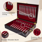 Silverware Storage Box Solid Wood with Lid, Silverware Organizer with Handle and Felt Lined, Silverware Storage Chest for Flatware and Utensils Home Decor Gift, Chest for Flatware Setting Up 15