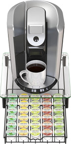 Deco Brothers Crystal Tempered Glass K-Cup Holder Drawer for 30 Coffee Pods Storage, Black