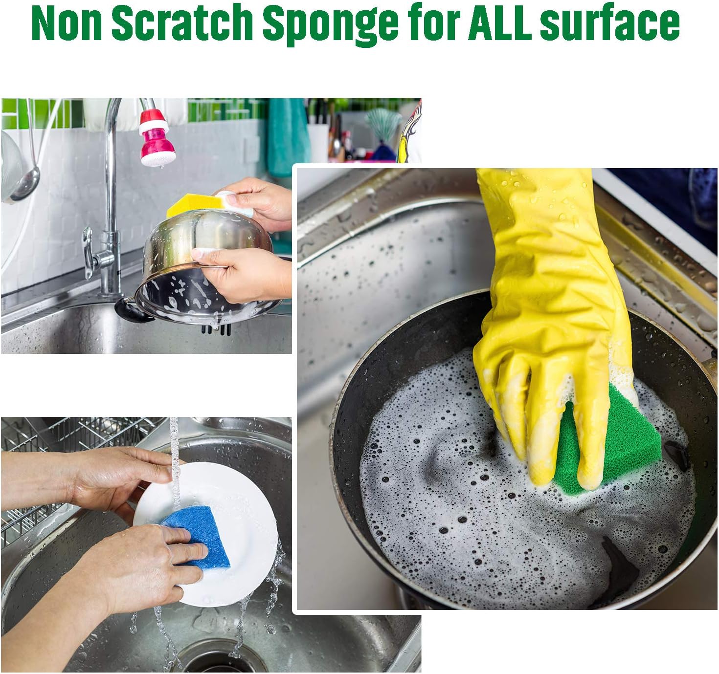Patelai 10 Pieces Silicone Dish Sponge Silicone Scrubber Reusable Kitchen Scrubbing Cleaning Sponge Soft Dish Scrubber for Fruit Vegetable(Square Sponge)