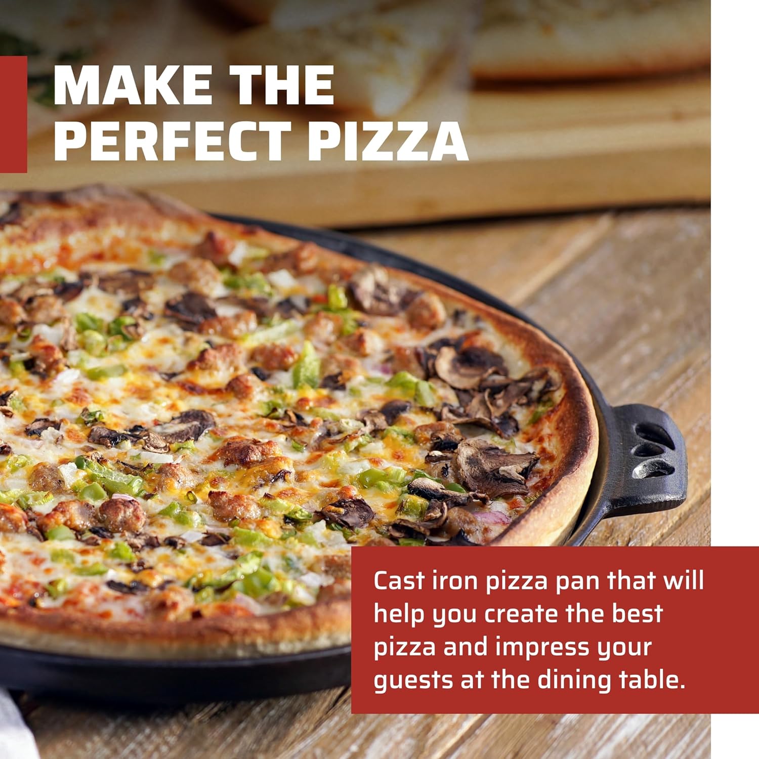 Camp Chef 14-Inch Cast Iron Pizza Pan, 14 inches, Black