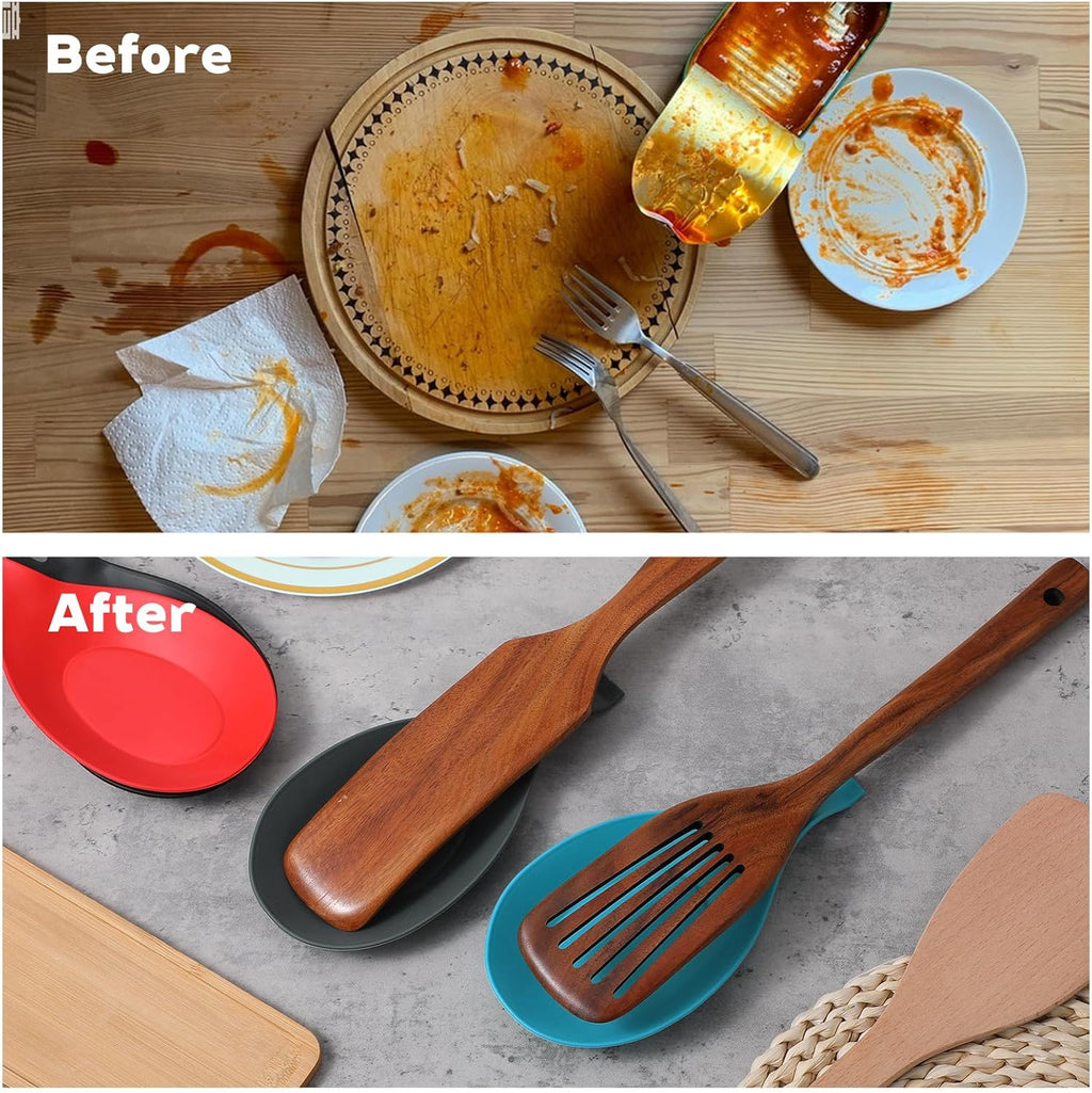 Ouligay Silicone Spoon Rest 4 Pack Spoon Holder for Stove Heat Resistant Ceramic Spoon Rest for Stove Top Spatula Rest for Spoons, Spatulas, Ladles or Tongs Colorful Kitchen Gadgets