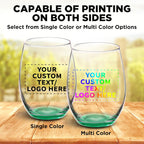 DISCOUNT PROMOS 100 ARC Stemless Wine Glasses Set, 21 oz. - Customizable Text, Logo - Chardonnay, Cabernet, Merlot, Sauvignon - Green