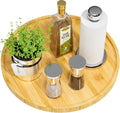 Lazy Susan Organizer, 13.2 Inch Non-Skid Bamboo Lazy Susan for Kitchen Table cabinets Closets and Kitchen Islands, Wood Turntable for Kitchen Countertop Organizer