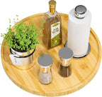 Lazy Susan Organizer, 13.2 Inch Non-Skid Bamboo Lazy Susan for Kitchen Table cabinets Closets and Kitchen Islands, Wood Turntable for Kitchen Countertop Organizer