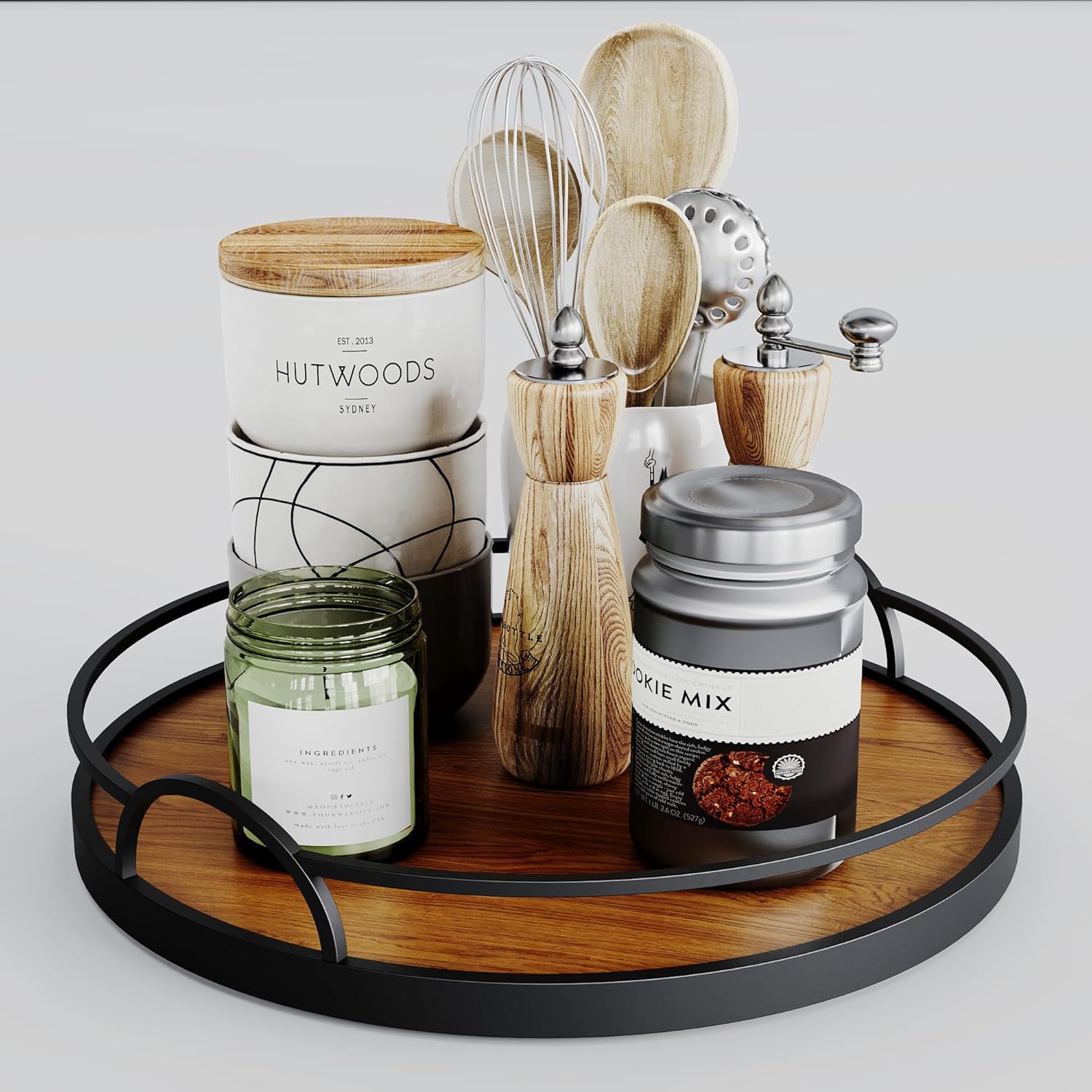 Lazy Susan Organizer - 10'' Wooden Lazy Susan for Table Top - Turntable Tray for Cabinet - Kitchen Countertop Organizer - Small Rotating Tray for Dining Table