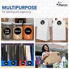 Perco Black 3-Inch Round Circle Dot Sticker Labels with Easy Peel Perforation - 500 Labels per Roll - Strong Adhesion, Vibrant Colors for Organizing, Crafting & More - Made in USA