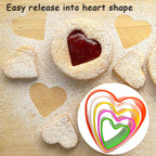 Cookie Biscuit Cutter Set, Two Side Cookie Cutters Plastic Set Multi-size Cake Fruit Vegetable Shapes Cutter Random color (Heart Shaped, 5 Pack)