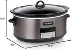 Crock-Pot Large 8-Quart Programmable Slow Cooker with Auto Warm Setting Black Stainless Steel