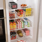 Orgneas Freezer Organizer Bins, Upright Freezer Basket Drawer Organizer Bins, Better Air Circulation Metal Wire Storage Container Bin For Chest Deep Freezers, Easy Sort & Get Food, 2 Large 2 Medium
