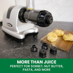 Omega Cold Press Juicer Machine, Vegetable and Fruit Juice Extractor and Nutrition System Makes Nut Milks Baby Food and Sorbets, Triple-Stage 80-RPM Slow Masticating Juicer, 200-Watts, Silver