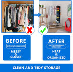 Closet Organization,24 Section, Hanging Closet Organizer, Space Saving, College Dorm Essentials for Girls, Heavy dutys Hooks Up to 45 Pounds, Clothes Storage,Closet Organizer,Grey/Black