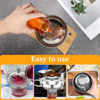 12 Pcs Canning Funnel with Strainer Stainless Steel Canning Multifunctional Wide Mouth Kitchen Stackable Mason Jar Funnel for Filling Bottles
