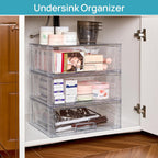 Vtopmart 4 Pack Large Stackable Storage Drawers,Easily Assemble Acrylic Bathroom Closet Undersink Organizers and Storage,Plastic Storage Bins for Kitchen Cabinets,Pantry,Makeup,Medicine Organization