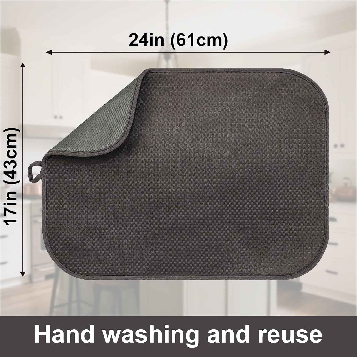 2-Pack Dark Gray Dish Drying Mat 18 x 24 inches – XL Drying Matt Kitchen Counter,Dish Drying Mats for Kitchen Counter, Super Absorbent, Anti-Slip, Fast Drying, Kitchen Must-Have