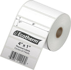4" x 1" Thermal Labels | 4 Rolls | 5360 Labels | fits Zebra, Munbyn, Rollo, Godex, Arkscan, iDPRT, Offnova Thermal Label Printers and More | Blank White Adhesive Stickers by Ecotherm