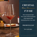 MICHLEY Long Stem Crystal Wine Glasses Set of 2-17.6 oz Lead-Free Crystal Glassware for Red & White Wine,Elegant Drinking Cups for Weddings, Parties, Gifts