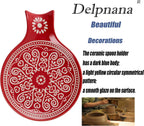 Ceramic Spoon Rest, Cooking Spoon Holder for Kitchen Counter/Stove Top/Dining Table Modern Farmhouse Decorative, Large (Red)