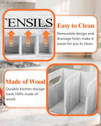 Kitchen Utensil Holder for Kitchen Counter Large Wooden Organizer for Cooking Utensils Utensil Holder Counter Rustic Décor