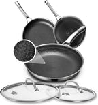 Non Stick Frying Pans Set with 2 Lid, Hybrid Pans Set Nonstick (8+10+12inch),Skillets for cooking, PFOA Free Stainless Steel Kitchen set, Dishwasher and Oven-Safe Cookware Sets