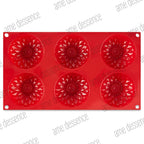 AME D'ESSENCE Dahlia Shaped Silicone Baking Mold - Non-Stick, Flexible, 6-Cup Capacity (3.89 oz), Reusable and Food-Grade - Perfect for Cakes, Tarts, Pies, and More!