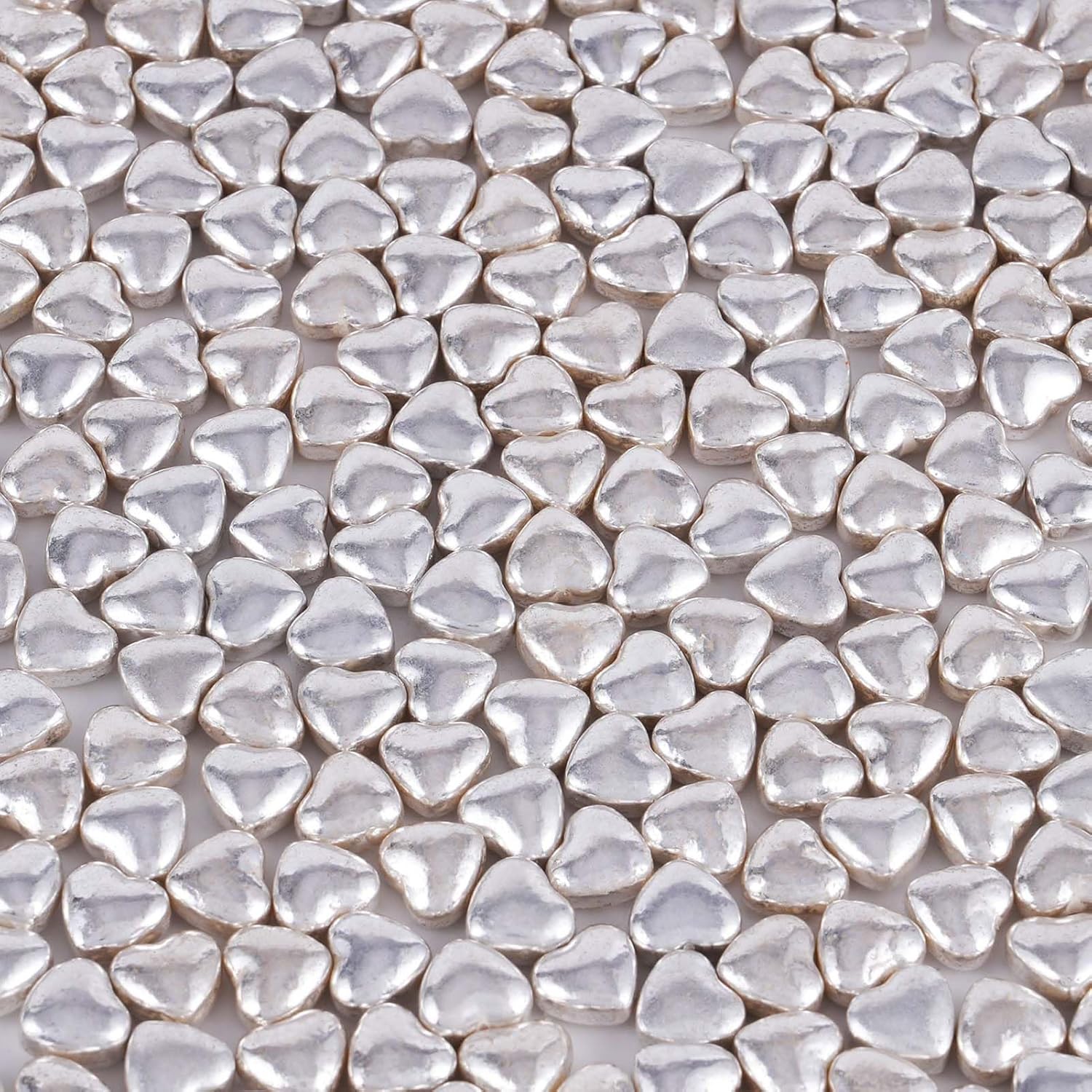 Kasvan Silver Heart Shapes Sprinkles - Edible Candy Pearls 100g/3.58 Oz, Mix Size, Baking Cake Decorations, Ice Cream Toppings and Cookie Decorating, Wedding Party Chirstmas Supplies (Silver)
