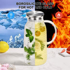 Aofmee 80oz Glass Pitcher with Lid, 2.4 Liter Water Pitcher, Glass Carafe for Cold or Hot Beverages, Sun Tea Jar, Easy Clean Heat Resistant Jug for Juice, Milk