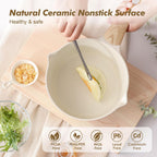 SENSARTE Ceramic Nonstick Sauce Pan with Lid, 3.0 Quart Saucepan with Double Spout, Large Cooking Pot, Non toxic Kitchen Sauce Pot, Non stick Saucier Pan, Induction Cookware, PFOA PTFE PFAS Free