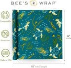 Bee's Wrap Beeswax Wraps for Food - Ocean Cut to Size 14x52" Wax Paper Roll - Made in USA Reusable Waxed Paper & Bowl Covers - Organic & Eco-Friendly Alternative to Aluminum Foil & Plastic Wrap