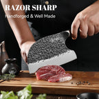 9 Pieces Knife Set with Block, Hand Forged High Carbon Steel Sharp Blade Cooking Knives Set with Holder for Kitchen, Block Chef Knife Set Professional, Best Gifts for Men Women