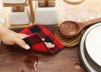 Waffle Weave Plaid Dish Cloths, 100% Cotton - 12 x 12 Inches, Ultra Soft Absorbent Quick Drying Dish Towels Buffalo Check Dish Rags for Kitchen, 8 Pack - Spring and Summer - Red & Black