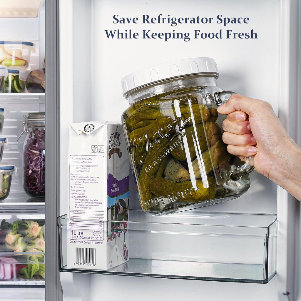 74 oz/2160 ml Glass Jar with Lid, Wide Mouth Airtight Glass Storage Jar, Quart Pantry Organization Mason Jar For Fridge, Food Storage Container For Sugar, Flour, Pickle, Coffee, Candy