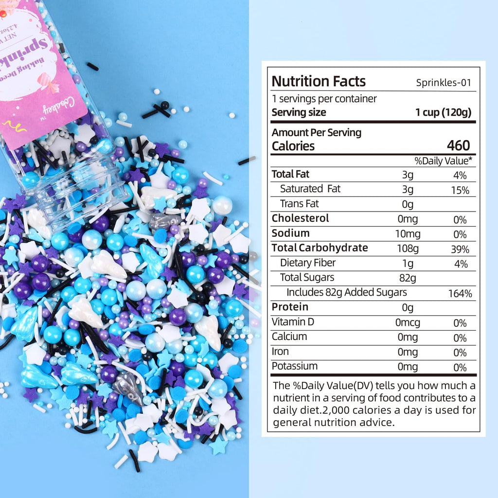 Galaxy Star Sprinkles for Cake Decorating 4.23ounce - Pearl Sugar Mix Contains Spaceship & Star Sprinkles for Cupcake Toppers, Ice Cream, Candy, Cookie Decorations - Children Party Supplies