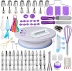 Boyun Cake Decorating Kit, 137pcs Cake Decorating Supplies With Cake Turntable For Decorating, Pastry Piping Bag, Russian Piping Tips Tools, Baking Supplies For Beginners