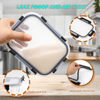 kakw12 Packs Glass Food Storage Containers,Glass Meal Prep Container for Lunch,can be used in the Microwave, Oven, Freezer and Dishwasher,with Upgraded Snap Locking Lids. (12 Packs)